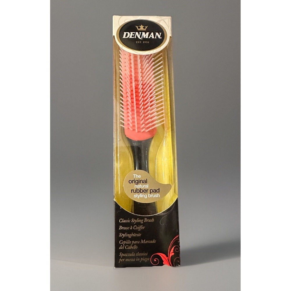 Denman Curly Hair Brush D3 (Black & Red) 7 Row Styling Brush for Detangling